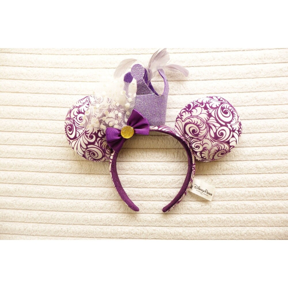 Disney Parks Minnie Mouse Ears Purple Paisley Feathers Jubilee Crown Headband